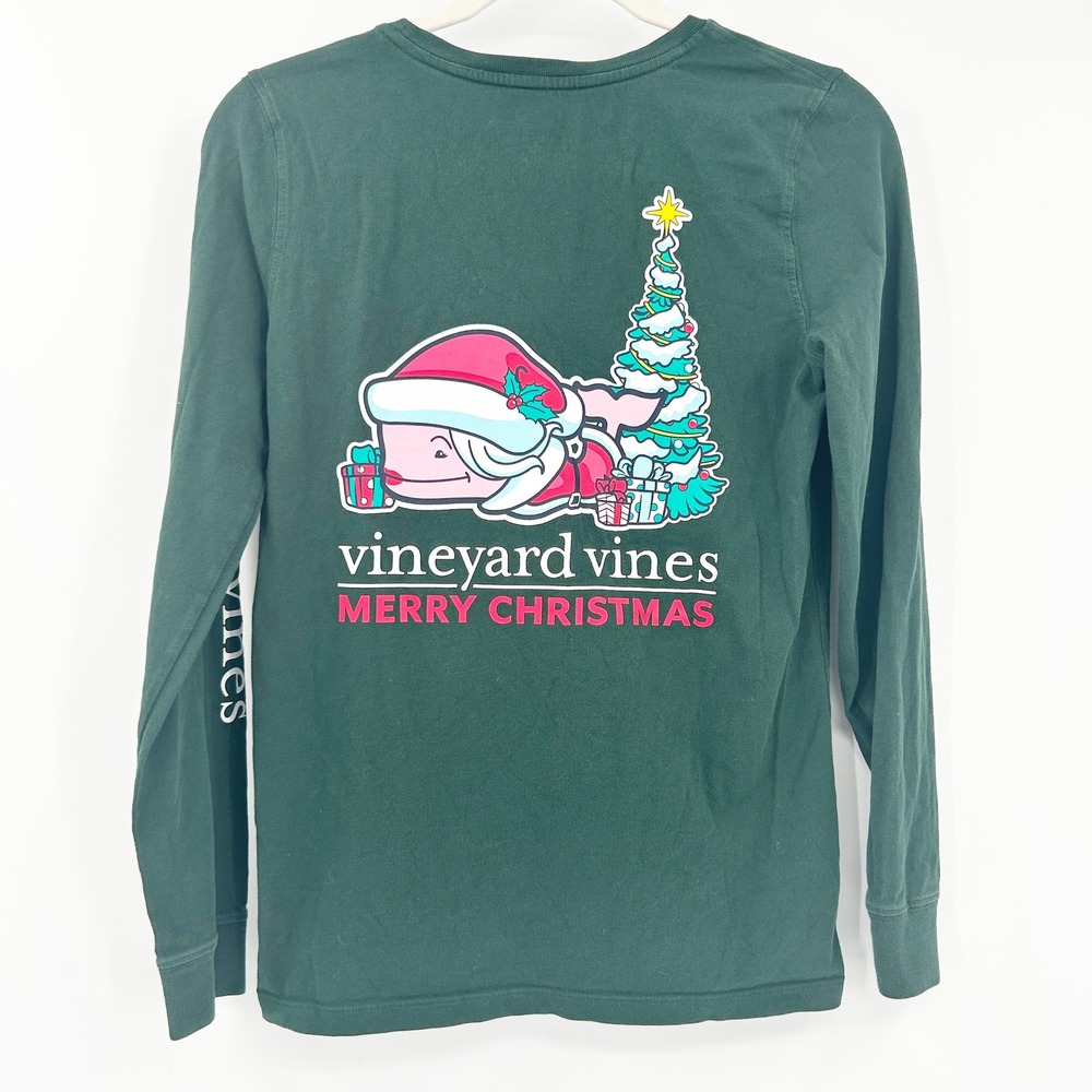 Vineyard Vines Womens Merry Christmas Whale Graphic Long Sleeve Cotton Shirt XS